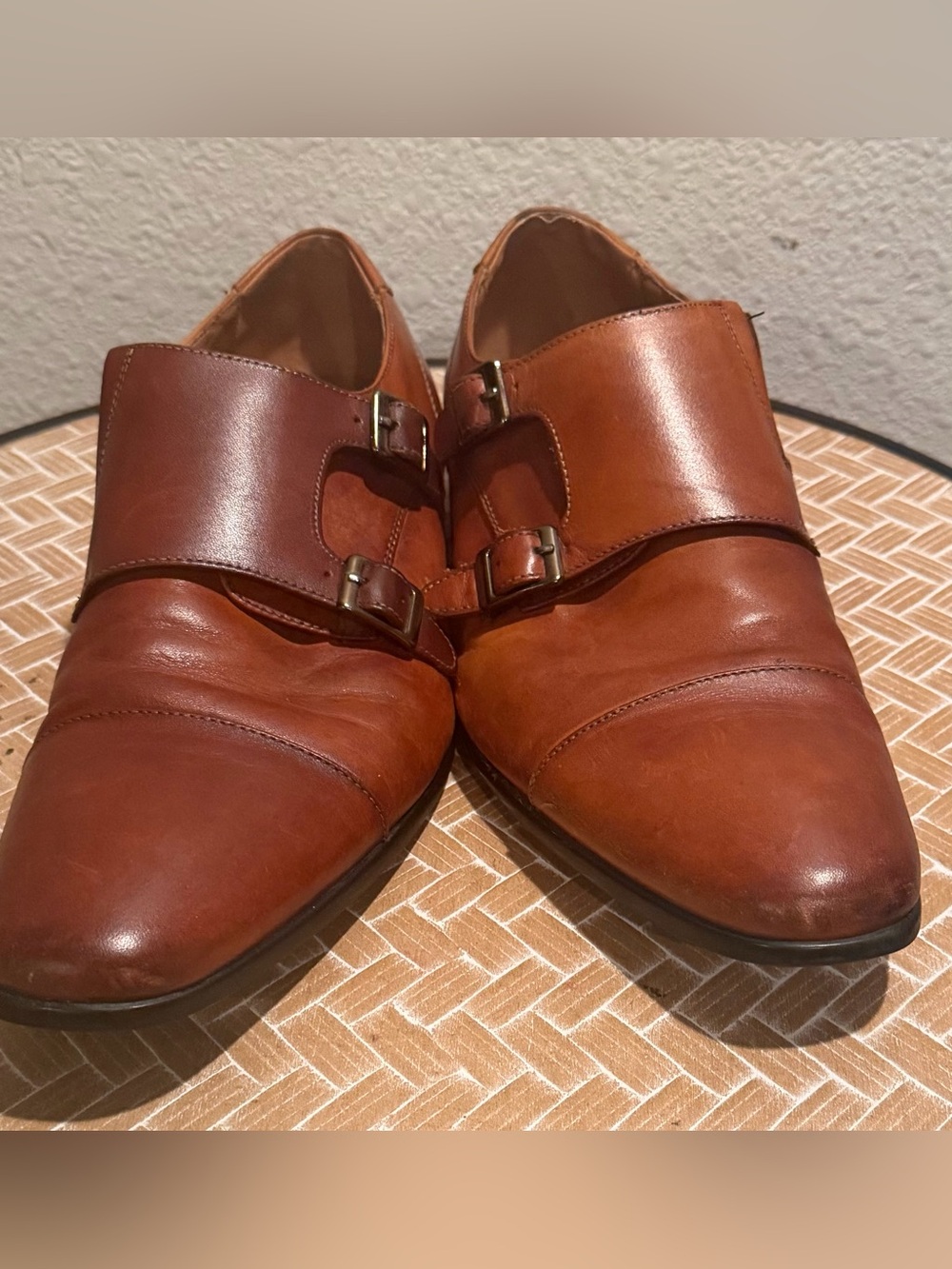 ALDO Men's Brown Leather Double Monk Strap Dress Shoes Size 9.5